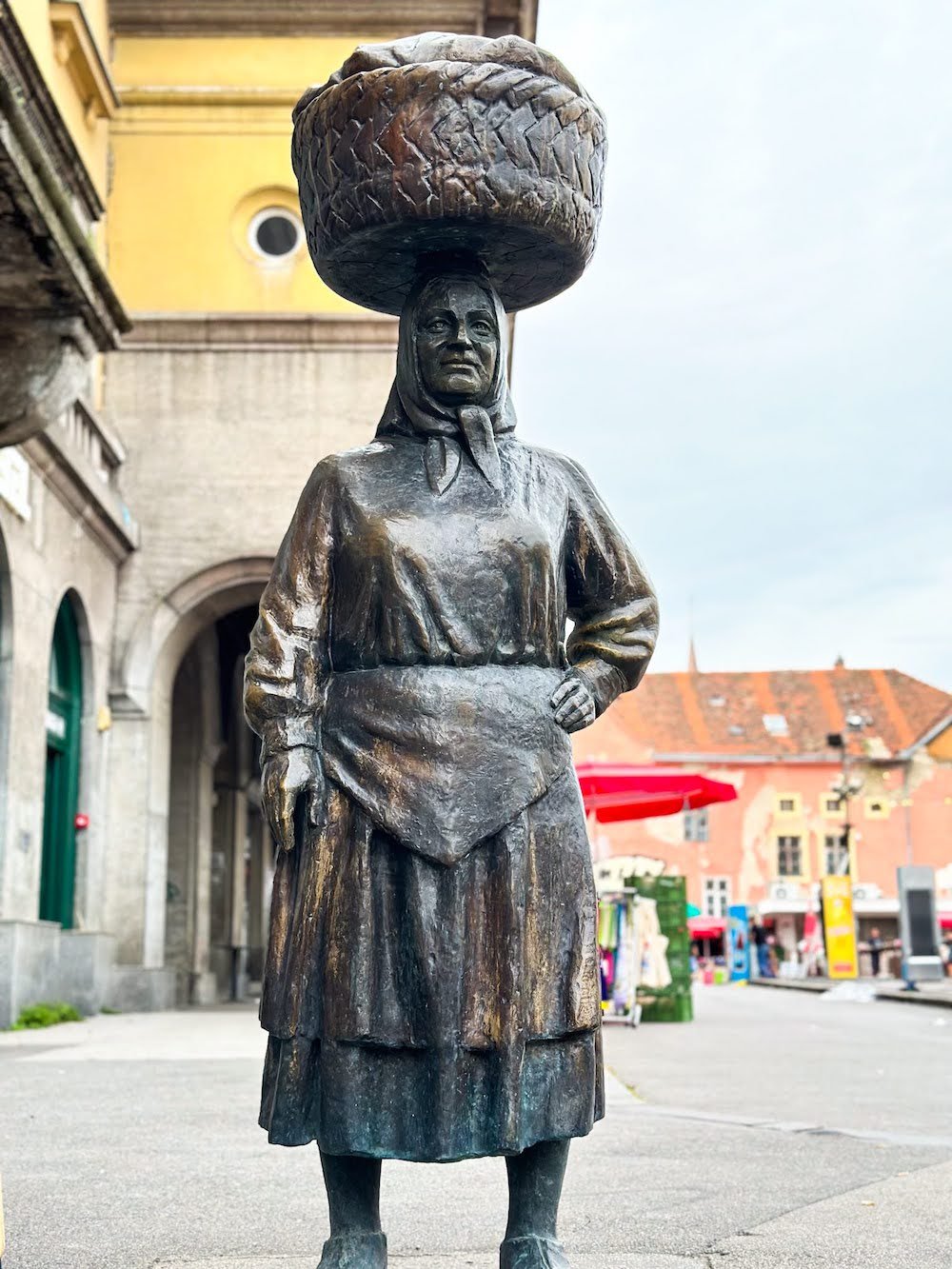 in front of the local market